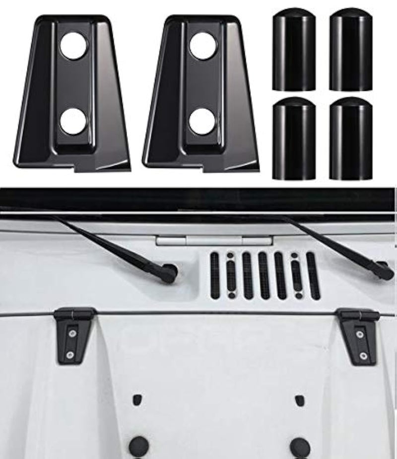 Hooke Road Black Hood Hinge Cover for 20072018 Jeep JK Wrangler  Unlimited  Pack of 2