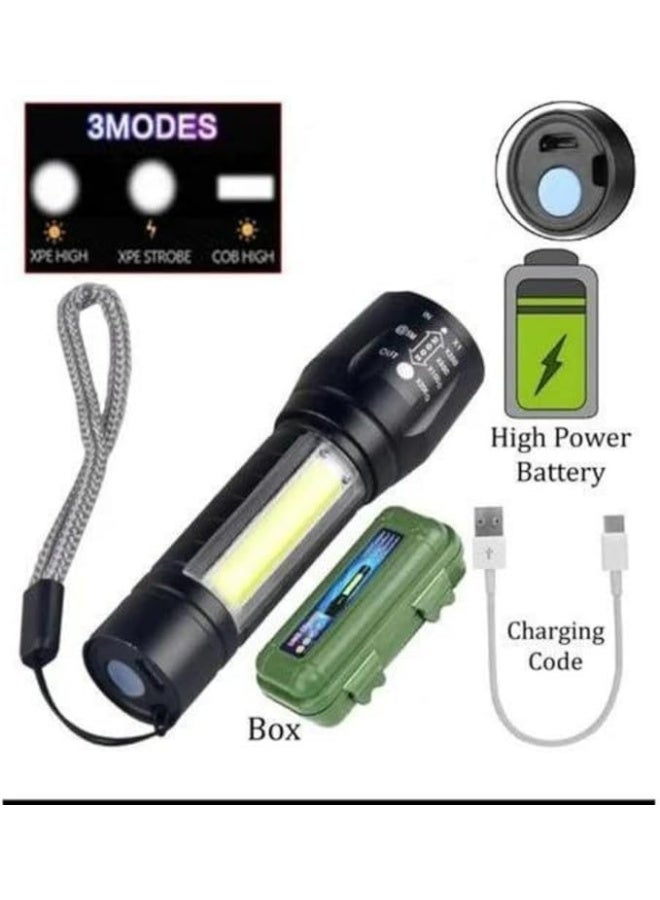 كشاف LED – مصباح يدوي صغير محمول قابل للشحن عالي الإضاءة 2 في 1 بحجم الجيب - Image 1