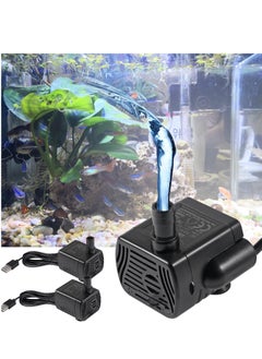 مضخة مياه مصغرة غاطسة 2 قطع 3 واط USB DC3.5-9V مضخة نافورة صغيرة لبركة الأسماك حوض السمك للزراعة المائية ميزات الماء النوافير الداخلية بركة المياه الزراعة المائية
