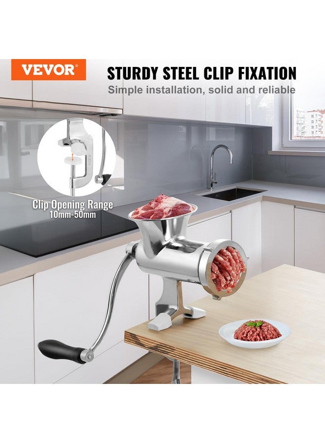 VEVOR VEVOR Manual Meat Grinder, 304 Stainless Steel Hand Meat Grinder with Steel Table Clamp, Meat Mincer Sausage Maker & 2 Cutting Plates, Cookie Attachment, Sausage Tube for Beef Pepper Mushroom Cookie  - Image 2
