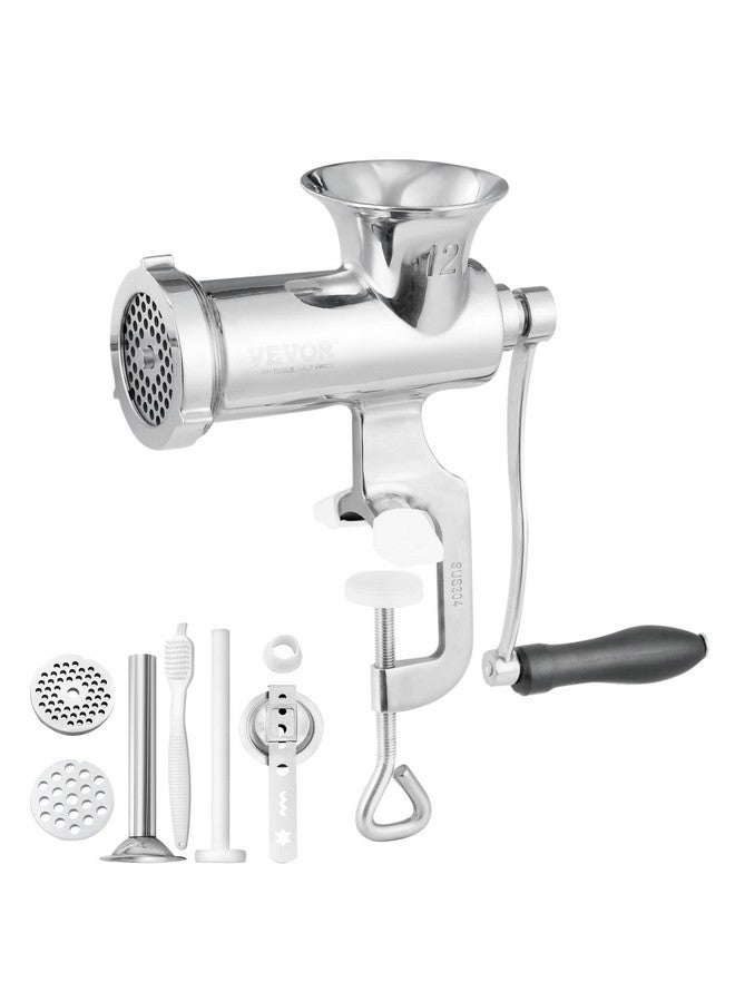 VEVOR VEVOR Manual Meat Grinder, 304 Stainless Steel Hand Meat Grinder with Steel Table Clamp, Meat Mincer Sausage Maker & 2 Cutting Plates, Cookie Attachment, Sausage Tube for Beef Pepper Mushroom Cookie  - Image 1