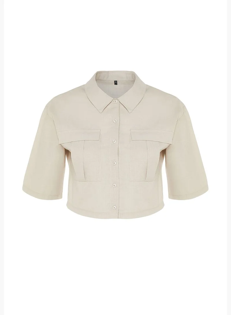 trendyol Beige Double Pocket Shirt