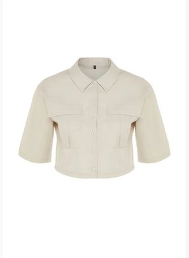 trendyol Beige Double Pocket Shirt