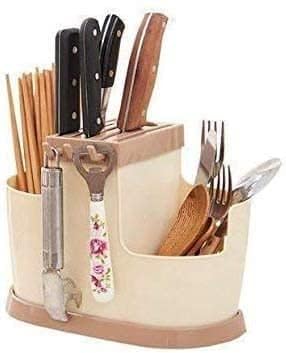 VYOM TRADING Multi Functional Kitchen Utensil Stand Kitchen Spoon Knife and Cutlery Organizer Self Draining Basket for Cutlery Storage Box Cutlery Holder Rack - Image 1