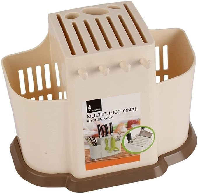 VYOM TRADING Multi Functional Kitchen Utensil Stand Kitchen Spoon Knife and Cutlery Organizer Self Draining Basket for Cutlery Storage Box Cutlery Holder Rack - Image 4
