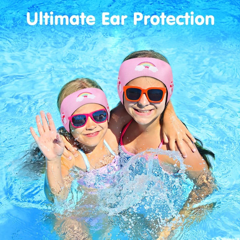 HeySplash Swimming Headband, Swimming Earplugs Kids Ear Plugs Ear Band Swimmer Ear Protection, Elastic Neoprene Ear Guard, Hair Guard for Kids, Adults, Keep Water Out, Hold Earplugs in, Medium, Pink - Image 4