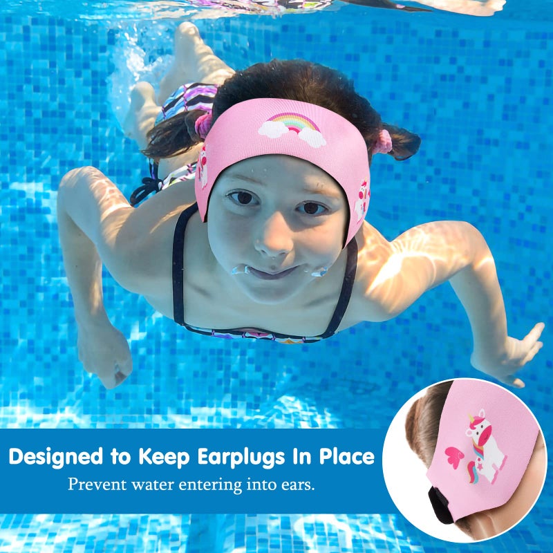 HeySplash Swimming Headband, Swimming Earplugs Kids Ear Plugs Ear Band Swimmer Ear Protection, Elastic Neoprene Ear Guard, Hair Guard for Kids, Adults, Keep Water Out, Hold Earplugs in, Medium, Pink - Image 5