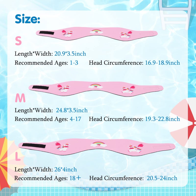 HeySplash Swimming Headband, Swimming Earplugs Kids Ear Plugs Ear Band Swimmer Ear Protection, Elastic Neoprene Ear Guard, Hair Guard for Kids, Adults, Keep Water Out, Hold Earplugs in, Medium, Pink - Image 3