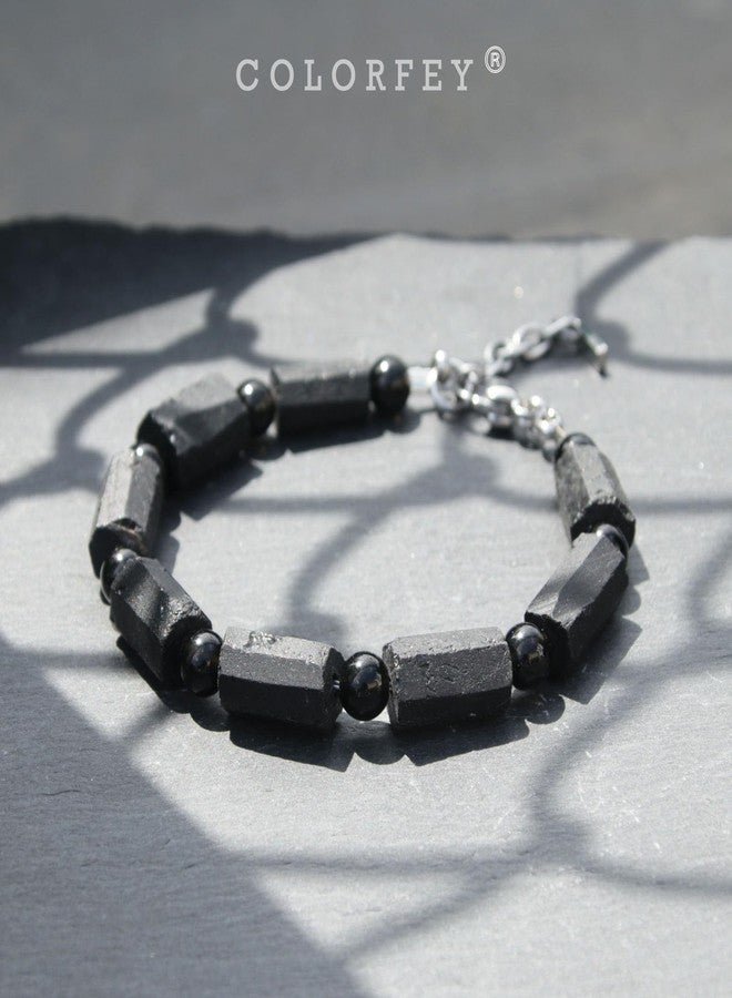 COLORFEY Protection Crystal Black Tourmaline Bracelet for Men, Raw Tourmaline Stone Bracelets Unique Healing Crystal Gemstone Bracelet, Premium Handmade Bead Bracelets for Him for Positive Energy - Image 5