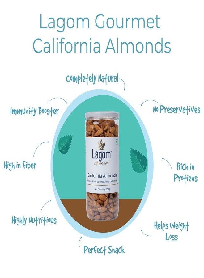 Lagom Gourmet California Almonds 500g | All Natural | No Preservatives | No Additives | Gluten Free | Vegan | Plant Based | Non GMO | Nuts Dry Fruits | Badam - Image 2