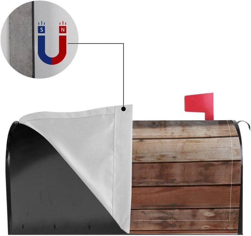 Numland Magnetic Mailbox Covers Polyester Oxford Cloth Anti-UV and Reusable Letterbox Cover 21×18 Inch,Vintage Wood Background Texture - Image 3