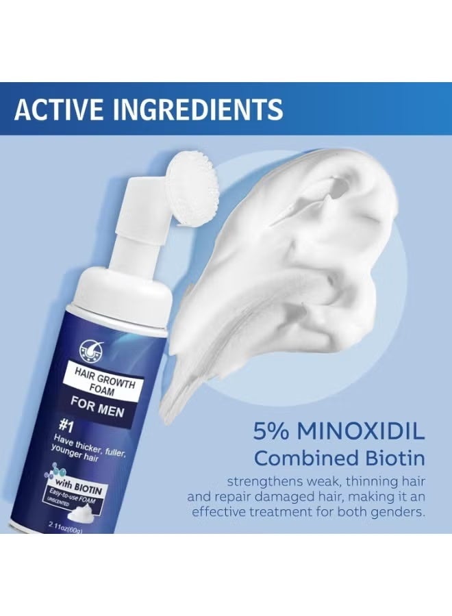 East Moon 5% Minoxidil Foam for Men: Hair Regrowth for Reduces Hair Loss - Suitable for Receding Hairline Hair Thinning - Thicker Fuller Hair - Image 3