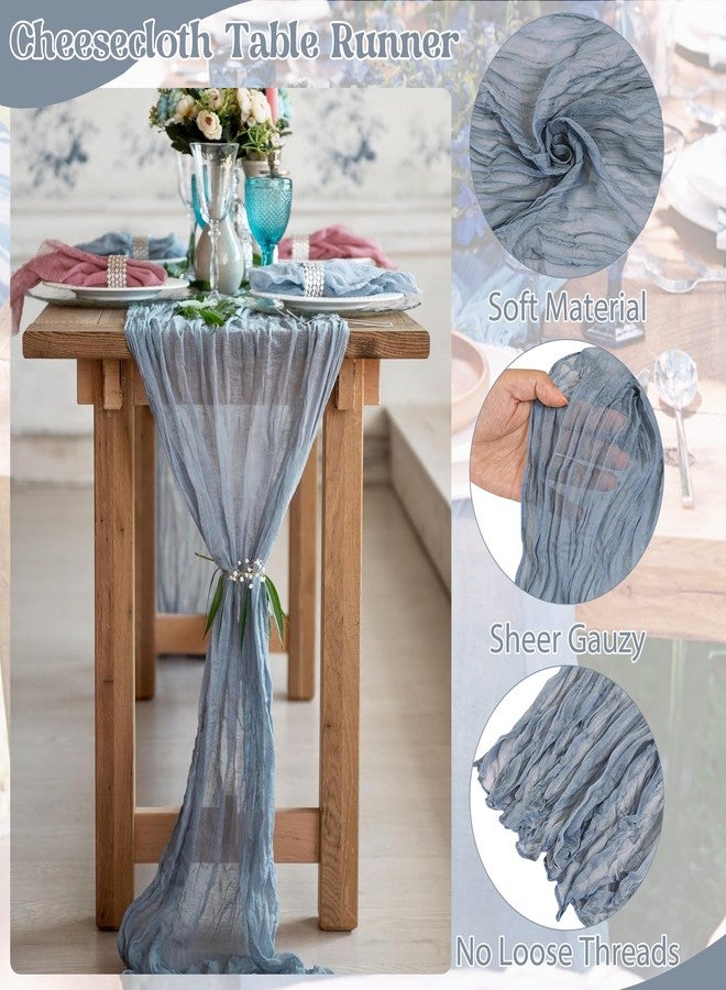Jelyne 6 Pack 10FT Cheesecloth Table Runner 20 x 120 inch Long Boho Rustic Gauze Romantic Cheese Cloth Sheer Table Runner for Wedding Dining Event Birthday Anniversary Party Decoration(Dusty Blue) - Image 4
