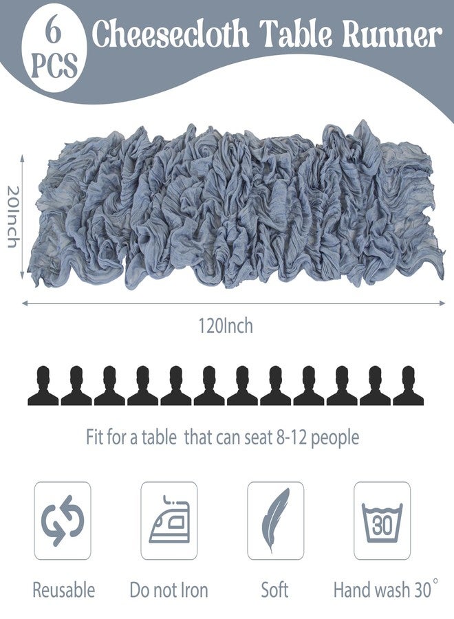 Jelyne 6 Pack 10FT Cheesecloth Table Runner 20 x 120 inch Long Boho Rustic Gauze Romantic Cheese Cloth Sheer Table Runner for Wedding Dining Event Birthday Anniversary Party Decoration(Dusty Blue) - Image 3