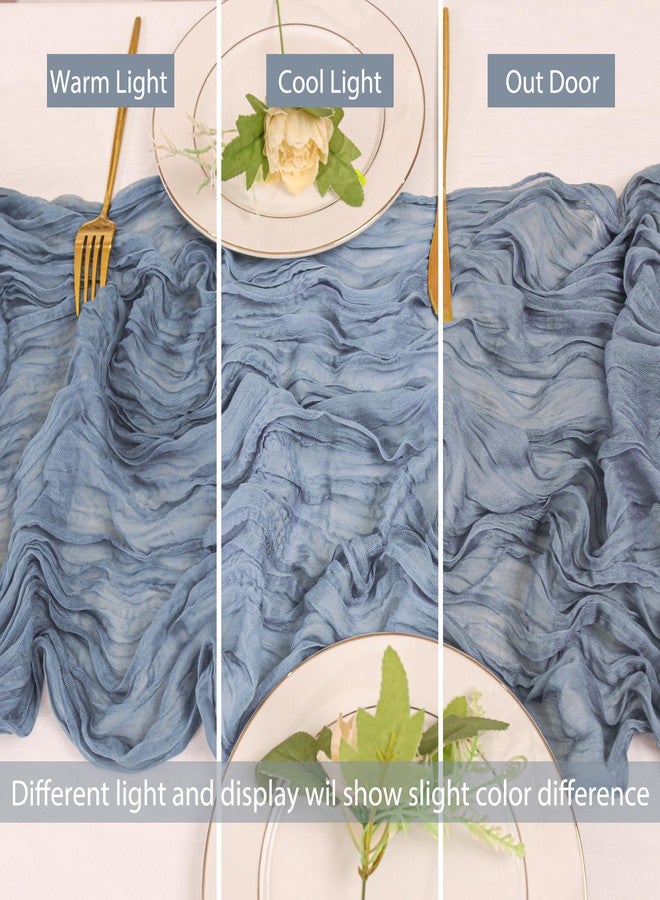 Jelyne 6 Pack 10FT Cheesecloth Table Runner 20 x 120 inch Long Boho Rustic Gauze Romantic Cheese Cloth Sheer Table Runner for Wedding Dining Event Birthday Anniversary Party Decoration(Dusty Blue) - Image 5