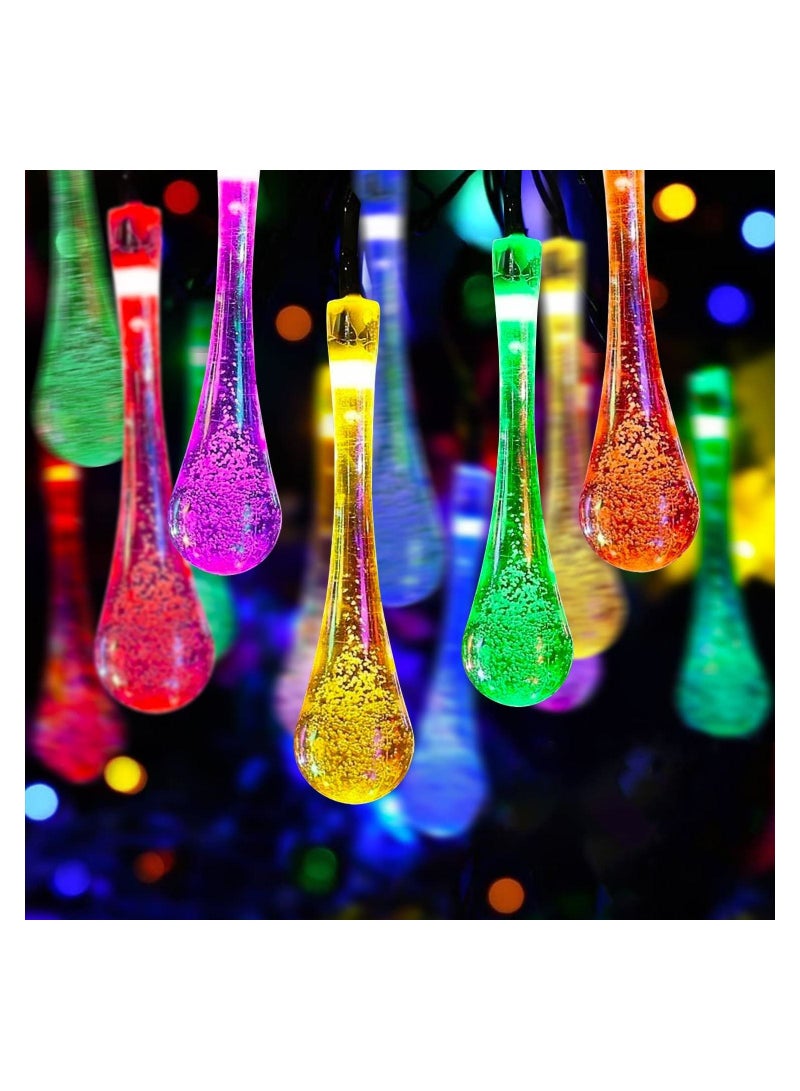 GGEROU String Lights 32.8FT 100LED Water Drop Fairy Lights, Powered Teardrop Twinkle Lights Outdoor Waterproof for Garden Patio Yard Wedding Party Decoration Colorful Lights - Image 1