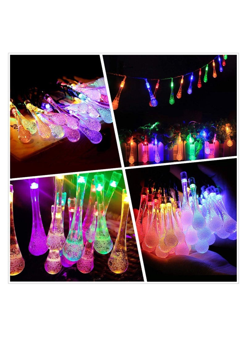GGEROU String Lights 32.8FT 100LED Water Drop Fairy Lights, Powered Teardrop Twinkle Lights Outdoor Waterproof for Garden Patio Yard Wedding Party Decoration Colorful Lights - Image 3