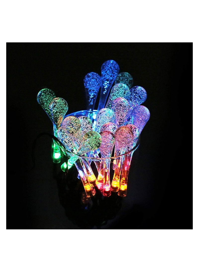 GGEROU String Lights 32.8FT 100LED Water Drop Fairy Lights, Powered Teardrop Twinkle Lights Outdoor Waterproof for Garden Patio Yard Wedding Party Decoration Colorful Lights - Image 4