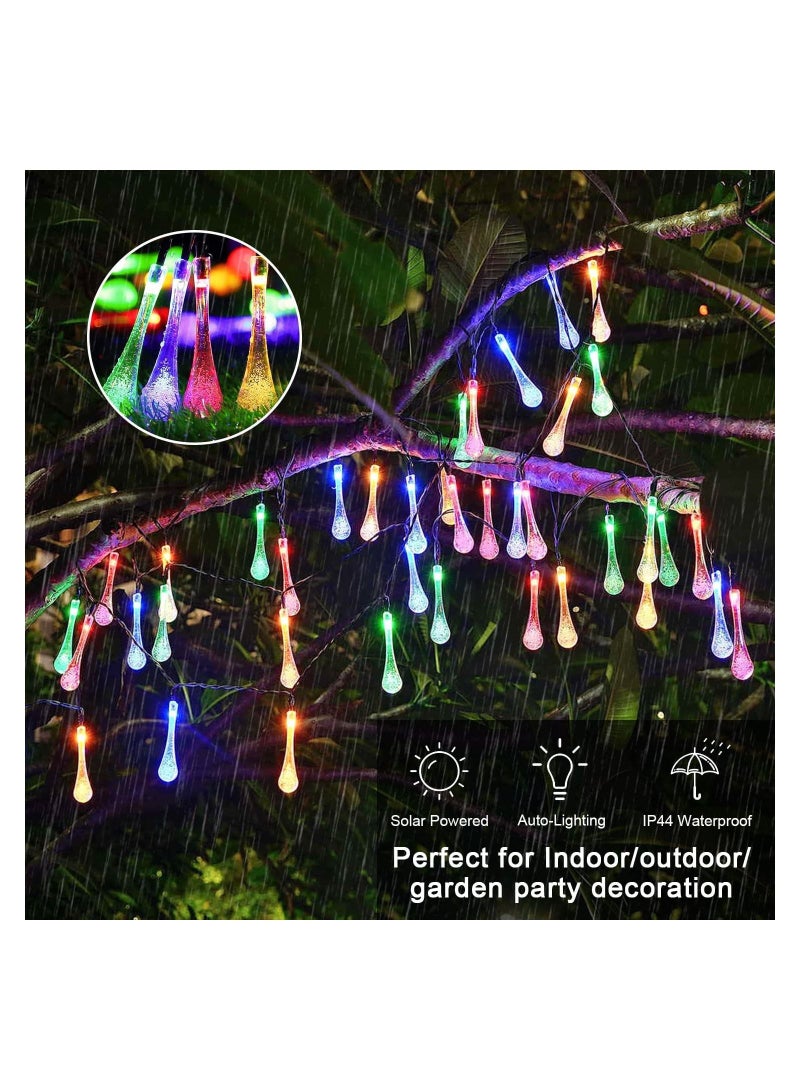 GGEROU String Lights 32.8FT 100LED Water Drop Fairy Lights, Powered Teardrop Twinkle Lights Outdoor Waterproof for Garden Patio Yard Wedding Party Decoration Colorful Lights - Image 2