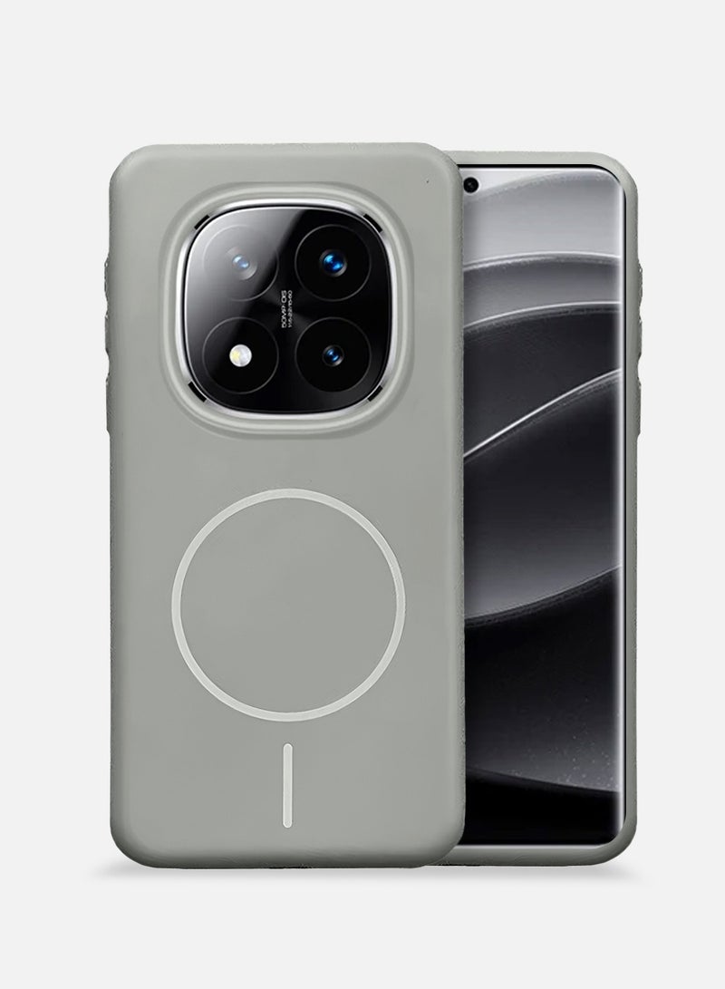 Wtech Xiaomi Redmi Note 14 Pro+ 5G / Xiaomi Redmi Note 14 Pro Plus 5G 2025 Premium Liquid Silicone Compatible With Thin Magsafe Ring Case Cover - Grey - Image 1