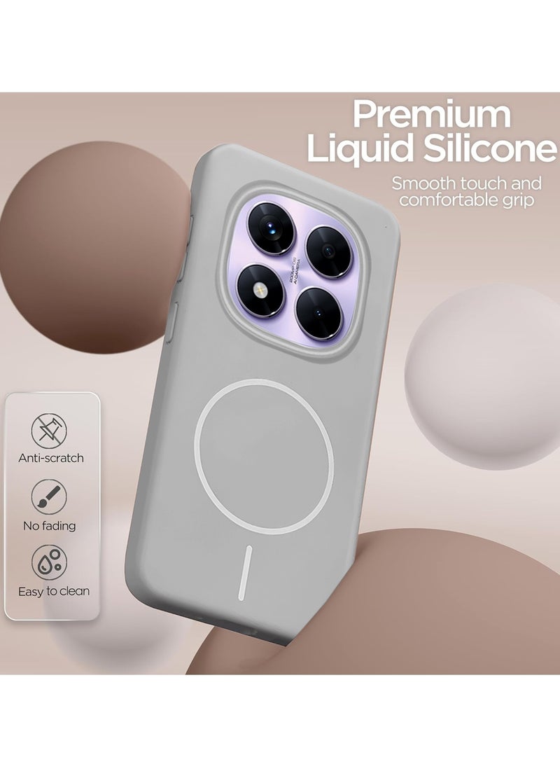 Wtech Xiaomi Redmi Note 14 Pro+ 5G / Xiaomi Redmi Note 14 Pro Plus 5G 2025 Premium Liquid Silicone Compatible With Thin Magsafe Ring Case Cover - Grey - Image 2