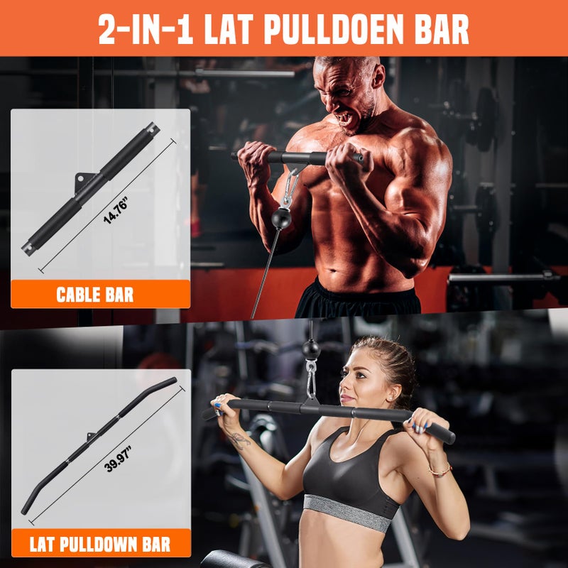 SERTT Cable Pulley System Gym, Power Rack Pulley Attachment with 2-in-1 LAT Pull Down Bar and Upgraded Loading Pin,Used for Triceps Pulldown, Biceps, Back, Shoulder - Image 5