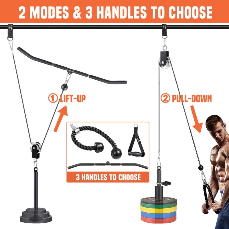 SERTT Cable Pulley System Gym, Power Rack Pulley Attachment with 2-in-1 LAT Pull Down Bar and Upgraded Loading Pin,Used for Triceps Pulldown, Biceps, Back, Shoulder - Image 3