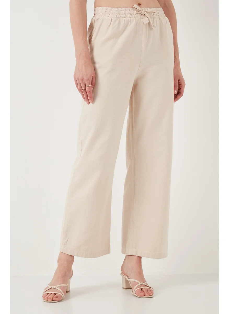 Lela Cotton Relaxed Fit High Waist Wide Leg Trousers Women's Trousers 668yp5118