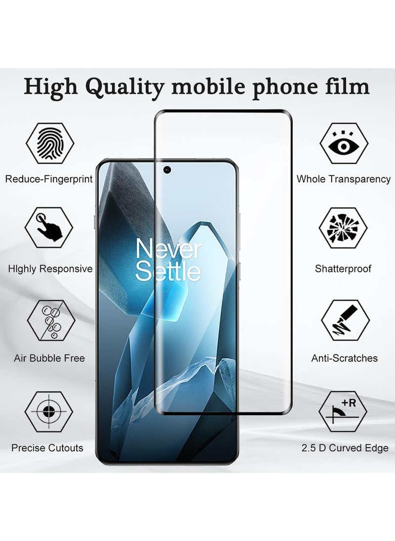 Muzz - OnePlus 13 Screen Protector Tempered Glass Full Adhesive Full Coverage Bubble-Free Anti Scratch HD Clear High Responsive Screen Protector for OnePlus 13 5G 2 Pack 5D Glass Black - Image 1