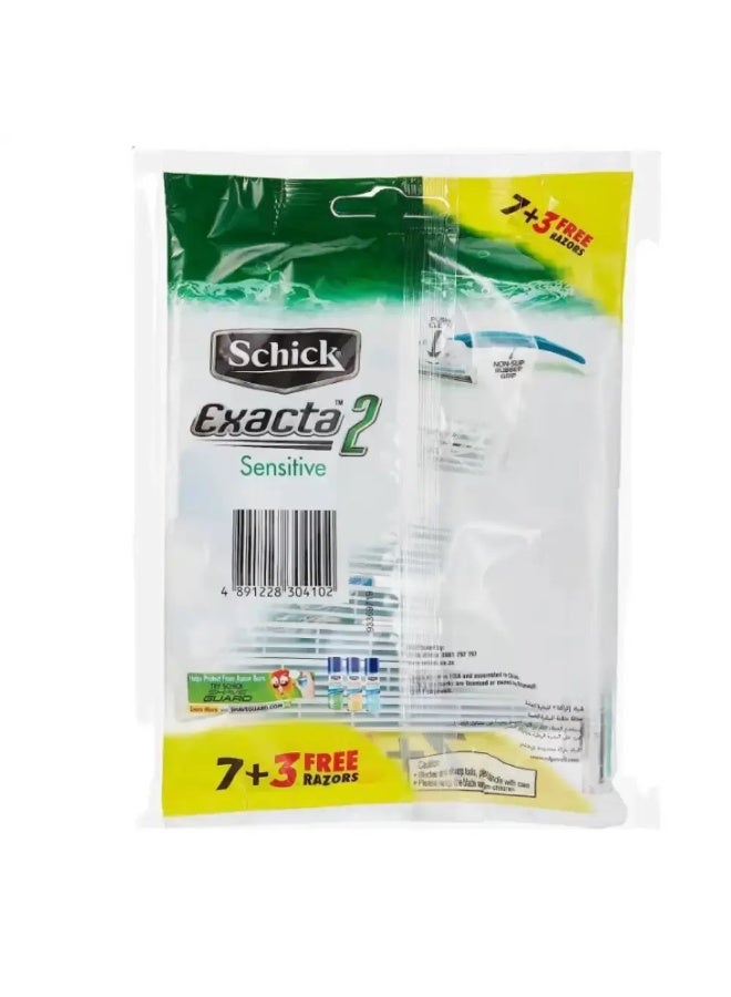 schick شيفك إكزاكتا 2 حساسة شفرات حلاقة قابلة للتصرف - عبوة من 10 - Image 2