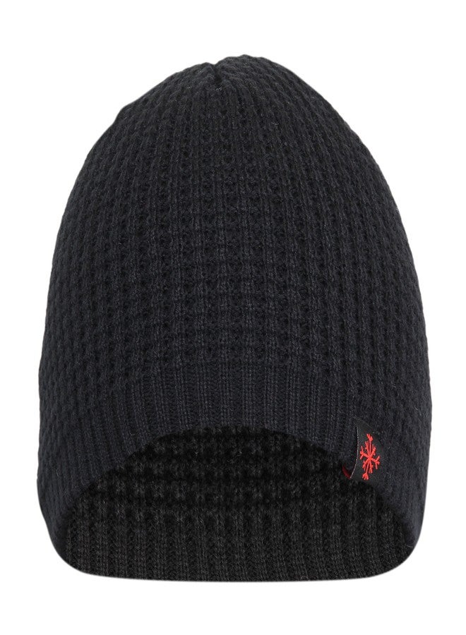 FabSeasons Acrylic Woolen Winter Skull Cap Black - Image 1