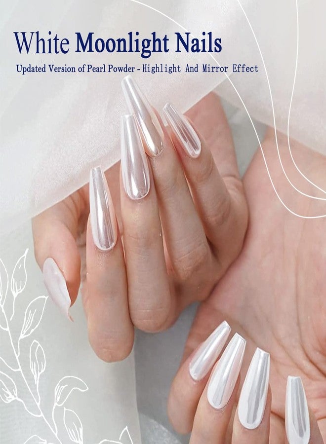 Pretty Diva White Chrome Nails Powder - 0.3g Super Glossy Mirror Effect White Moonlight Chrome Powder for Nails Manicure Pigment, Beginner-Friendly for Gel Nails - Image 3