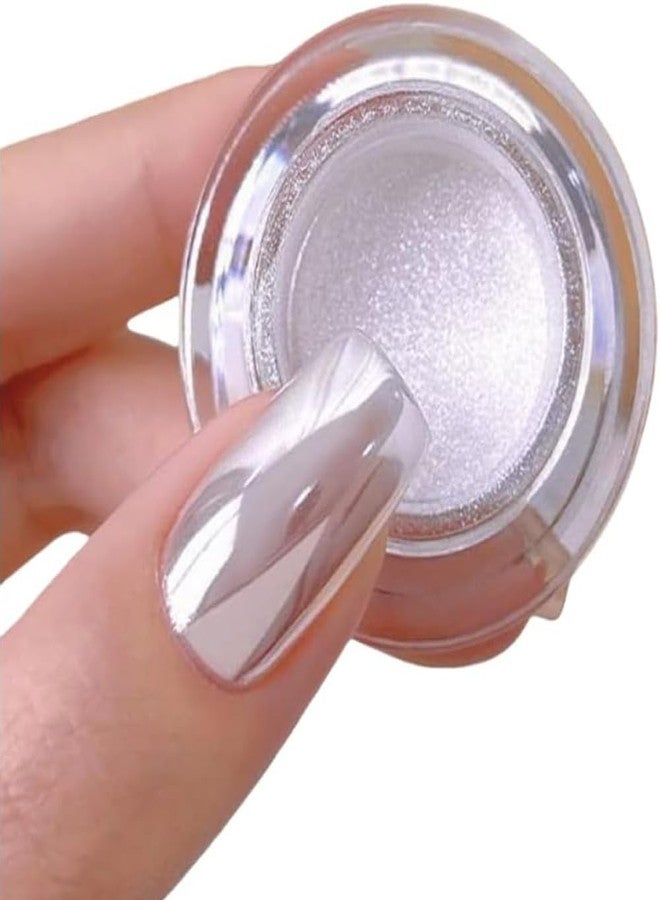 Pretty Diva White Chrome Nails Powder - 0.3g Super Glossy Mirror Effect White Moonlight Chrome Powder for Nails Manicure Pigment, Beginner-Friendly for Gel Nails - Image 1