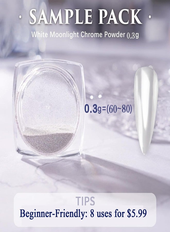 Pretty Diva White Chrome Nails Powder - 0.3g Super Glossy Mirror Effect White Moonlight Chrome Powder for Nails Manicure Pigment, Beginner-Friendly for Gel Nails - Image 5