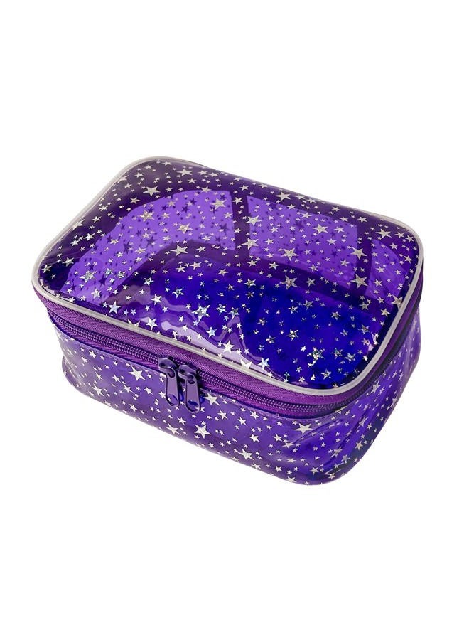 TotePrint Holographic Makeup Bags Bulk,Clear Storage Bag Toiletry Pocket Portable Zippered Iridescent Pouch Waterproof Cosmetic Gift Bags for Women, Purple, 7.87x5.51x3.15inches - Image 1