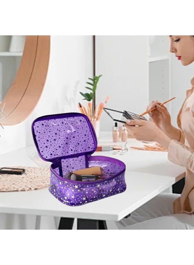 TotePrint Holographic Makeup Bags Bulk,Clear Storage Bag Toiletry Pocket Portable Zippered Iridescent Pouch Waterproof Cosmetic Gift Bags for Women, Purple, 7.87x5.51x3.15inches - Image 4