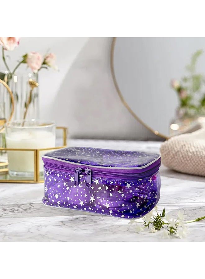 TotePrint Holographic Makeup Bags Bulk,Clear Storage Bag Toiletry Pocket Portable Zippered Iridescent Pouch Waterproof Cosmetic Gift Bags for Women, Purple, 7.87x5.51x3.15inches - Image 3