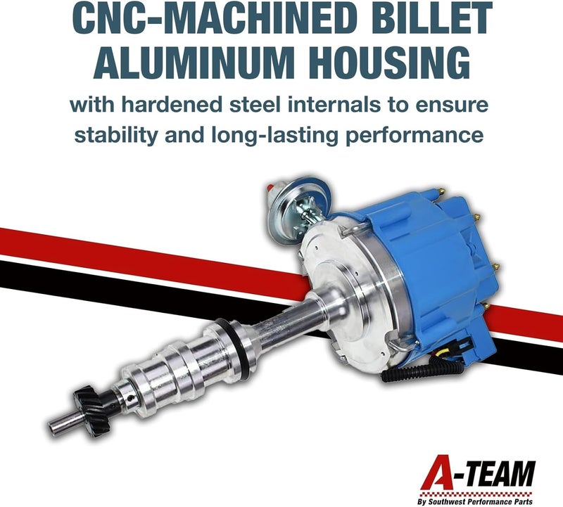 A-Team Performance 360 Ci HEI Distributor - Blue Cap 65kV Coil with Coil Wire & 1-Wire Setup - Performance Parts - Compatible with Ford FE V8 352/360/390 - Vac/Mech Advance & Vacuum Cap - Image 5