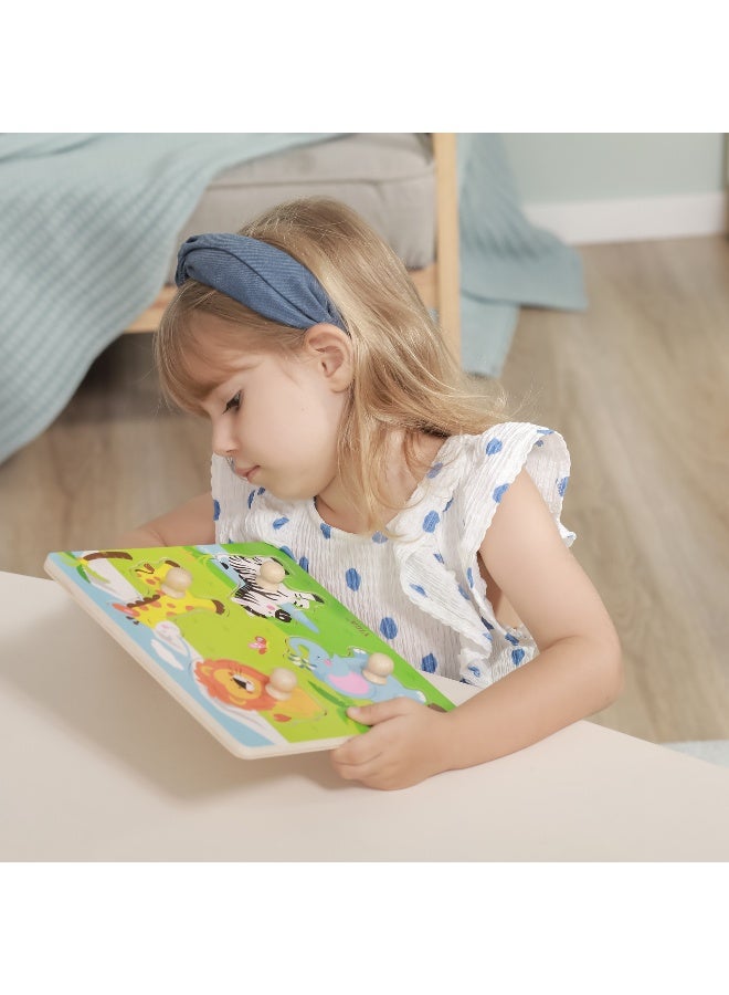 Viga Flat Puzzle w/Big Wooden Knob - Wild Animals - Image 3