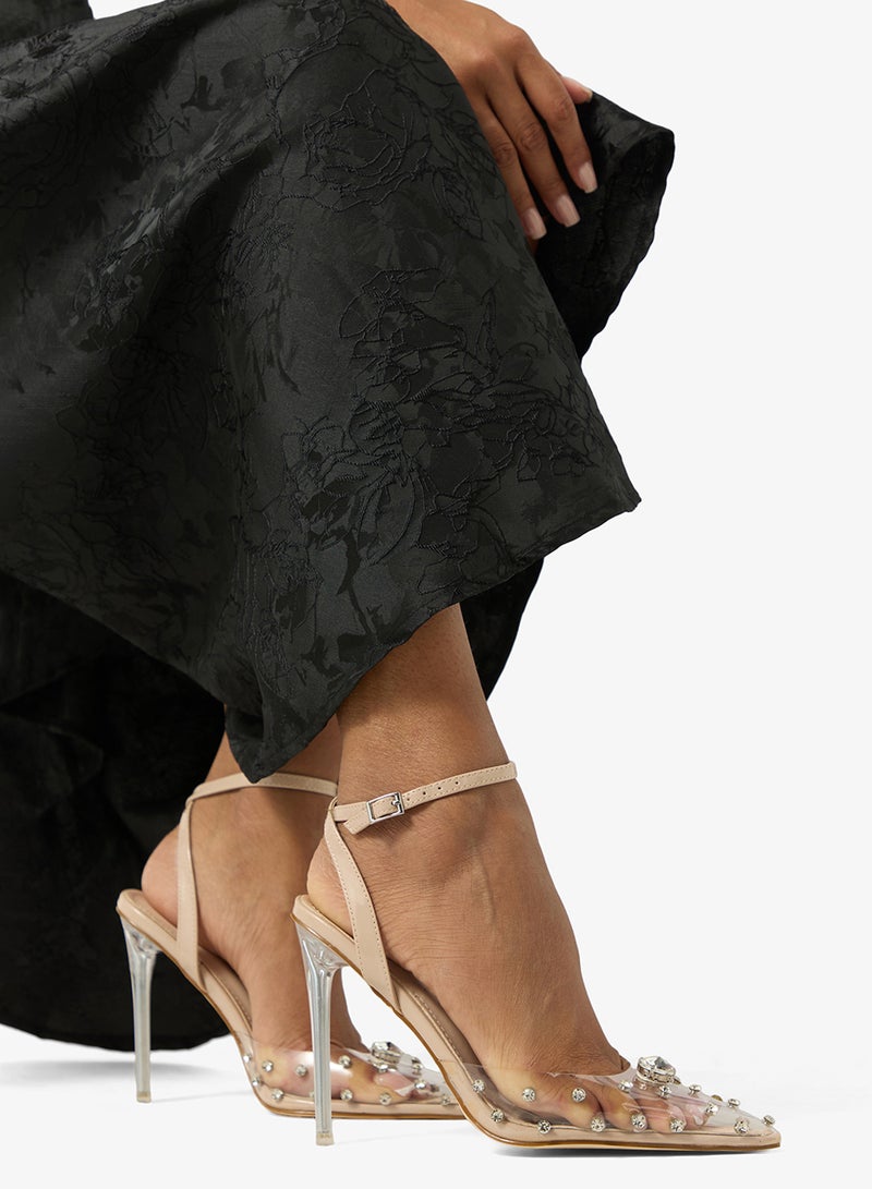 Ella Limited Edition Clear Stone Persplex Pointed Ankle Strap Pump - Image 5