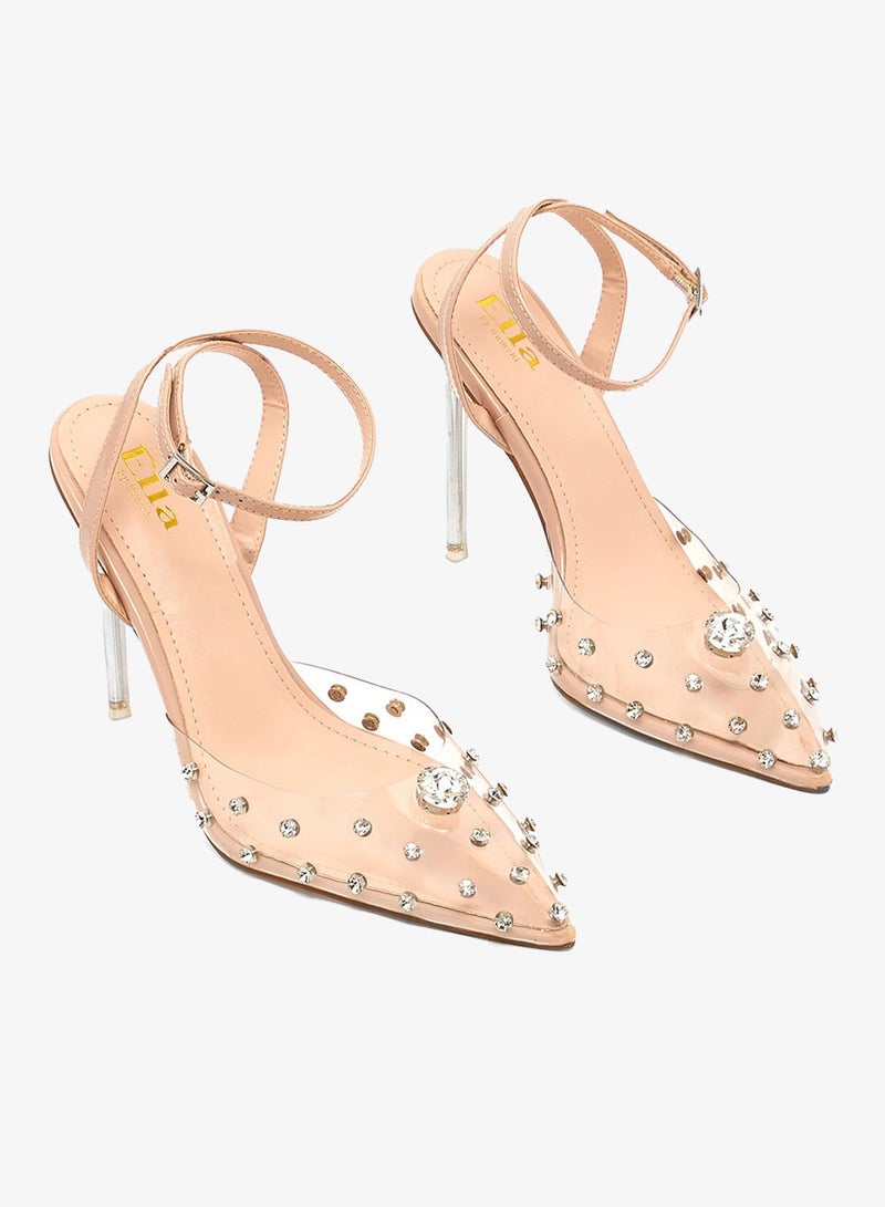 Ella Limited Edition Clear Stone Persplex Pointed Ankle Strap Pump - Image 4