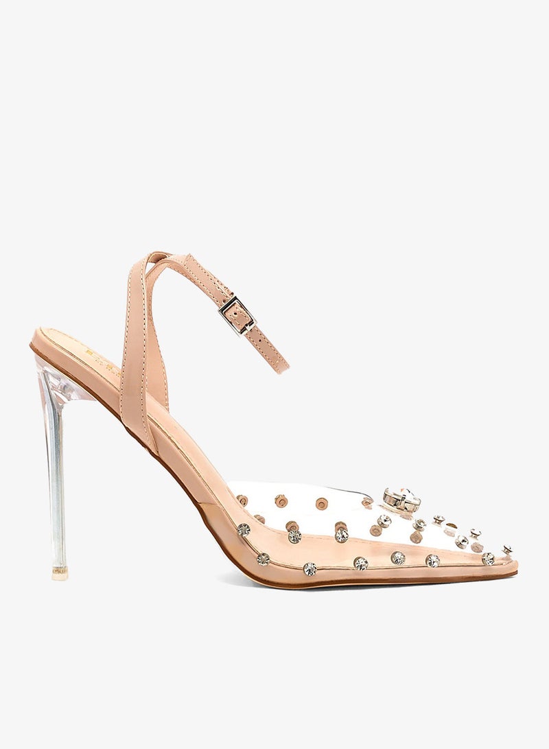Ella Limited Edition Clear Stone Persplex Pointed Ankle Strap Pump - Image 1