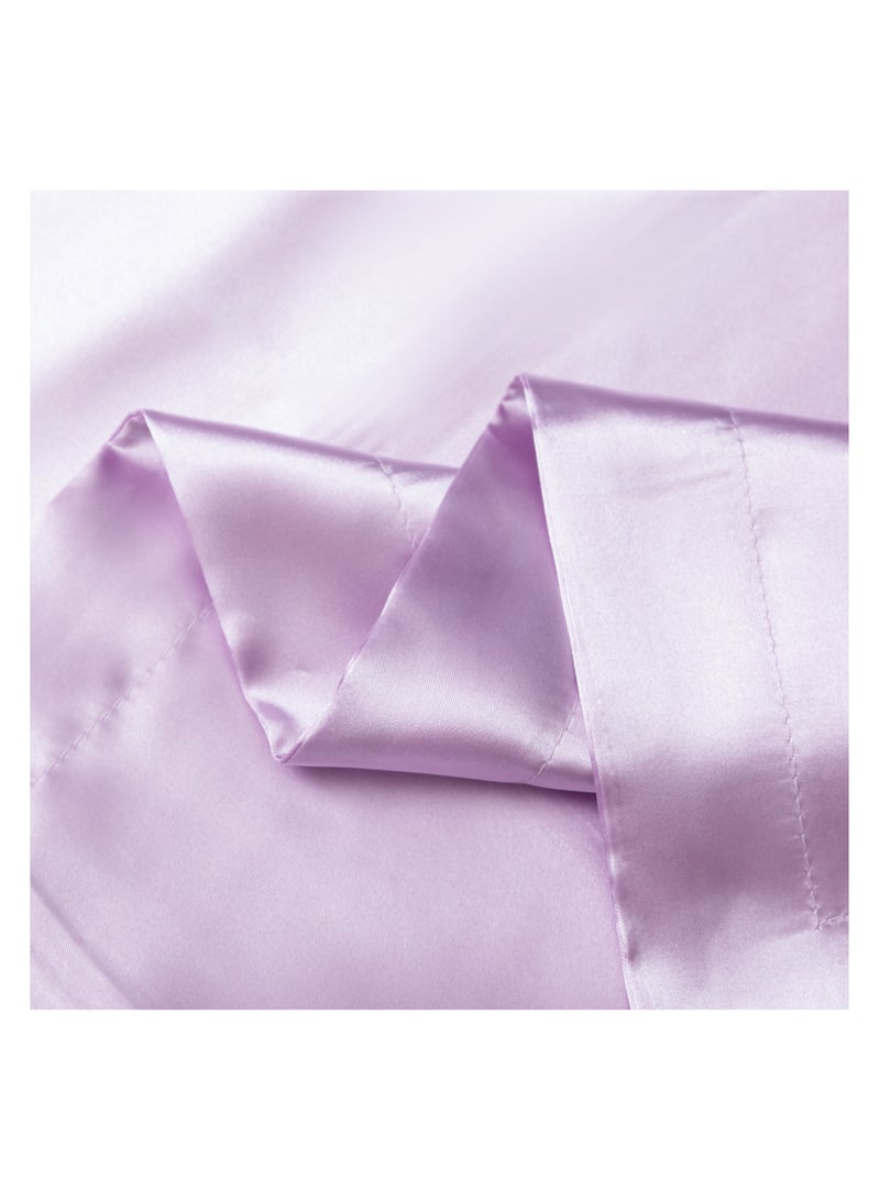 [2-Pack Silk Pillowcases] 2-Pack Luxurious Mulberry Silk Pillowcases, Satin Weave, Hypoallergenic | Polyester, Solid Color, Envelope Closure, Hand Wash Only, 120-140Gsm,Light Purple  - Image 2