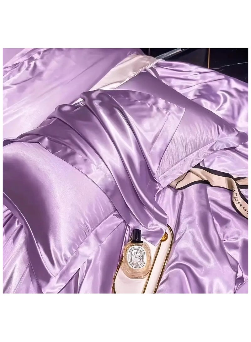 [2-Pack Silk Pillowcases] 2-Pack Luxurious Mulberry Silk Pillowcases, Satin Weave, Hypoallergenic | Polyester, Solid Color, Envelope Closure, Hand Wash Only, 120-140Gsm,Light Purple  - Image 4