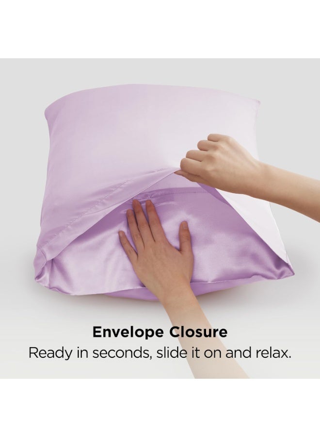 2-عبوة من أكياس الوسائد الفاخرة المصنوعة من حرير التوت، نسيج ساتان 20 موم، إغلاق مغلف بلون موحد مضاد للحساسية، قابلة للغسل في الغسالة، مصممة للشعر والبشرة، 20-25 جم/م2 - Image 5