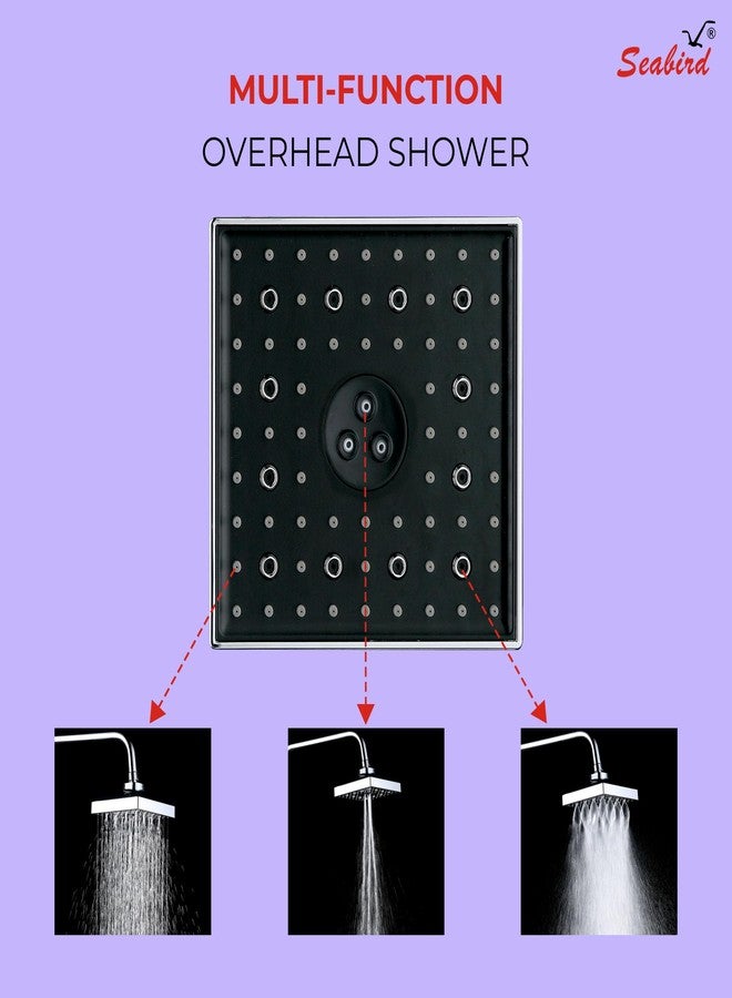 SEABIRD® ABS AutoSwitch™ Shower Head 6x6 Inch | 3 Mode High Pressure Shower | Rain, Dancing & Mist Multi-Function | Water On/Off Function Change | Bathroom Overhead Shower - Image 3