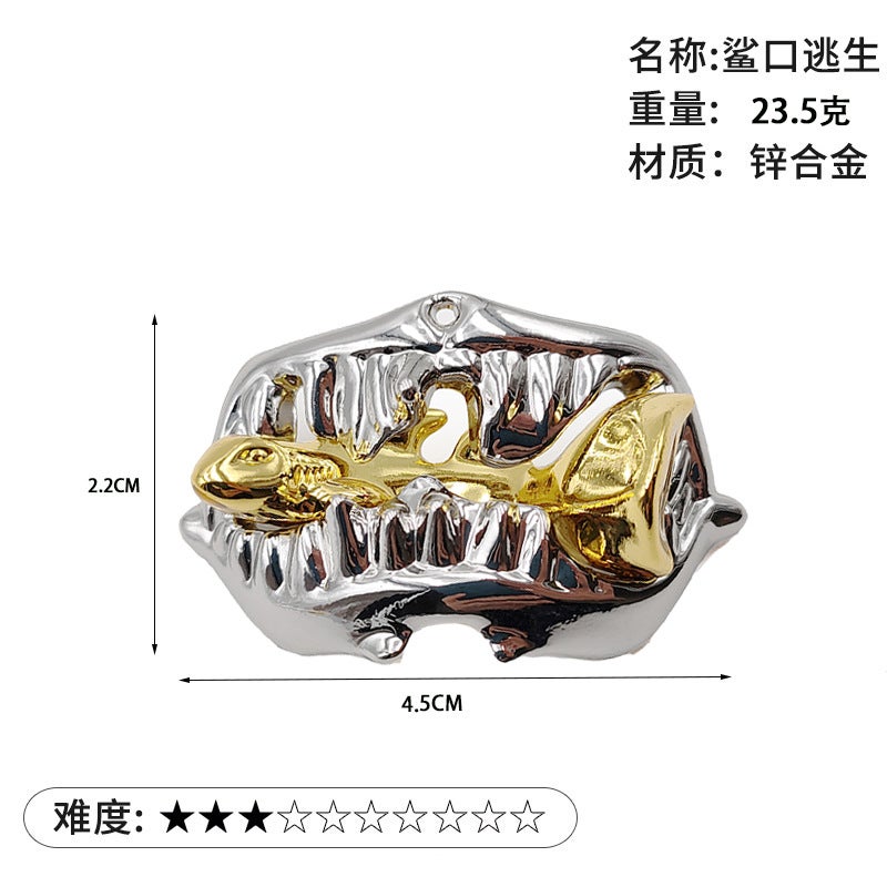 Magic Puzzle Gold Needle Horseshoe Square Lock Unlock Luban Lock Burn Brain Kong Ming Lock Triangle Chain High Iq Take Things - Image 1