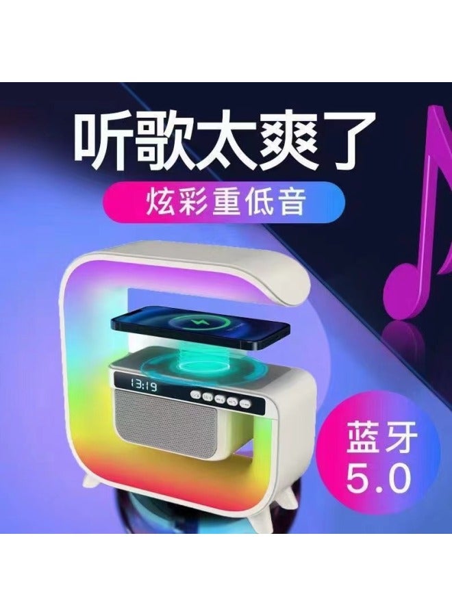 نيوترل مكبر صوت بلوتوث لاسلكي متعدد الوظائف G63 ملون مع إضاءة وساعة للشحن اللاسلكي بجانب السرير - Image 1