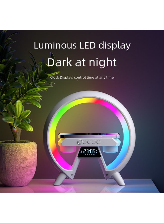 نيوترل مكبر صوت بلوتوث لاسلكي متعدد الوظائف G63 ملون مع إضاءة وساعة للشحن اللاسلكي بجانب السرير - Image 2