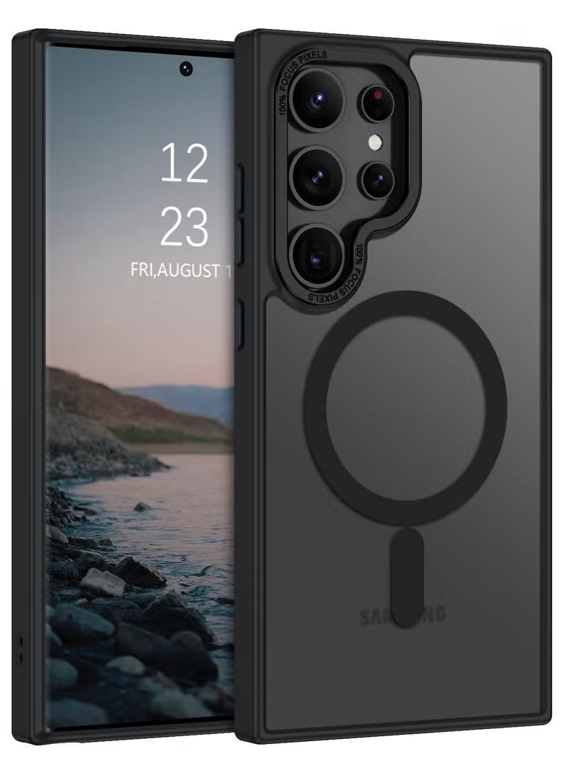 Gecomo for Samsung S25 Ultra Case, Compatible with MagSafe, Magnetic Translucent Matte Back Shockproof Cover with Strong Magnet, Slim Thin Full Protection Phone Case for Galaxy S25 Ultra 5G (Black) - Image 1
